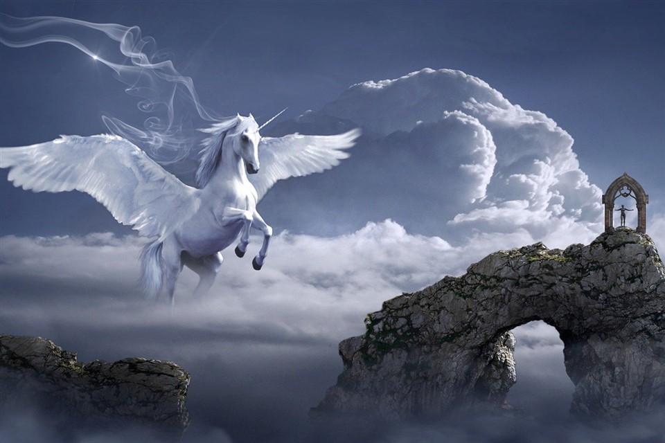 White Pegasus Flying jigsaw puzzle